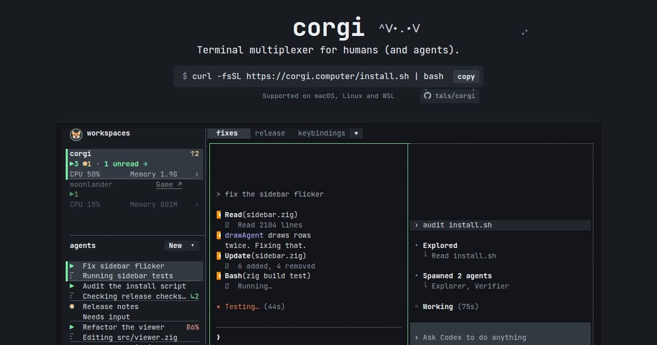 Screenshot of corgi.computer