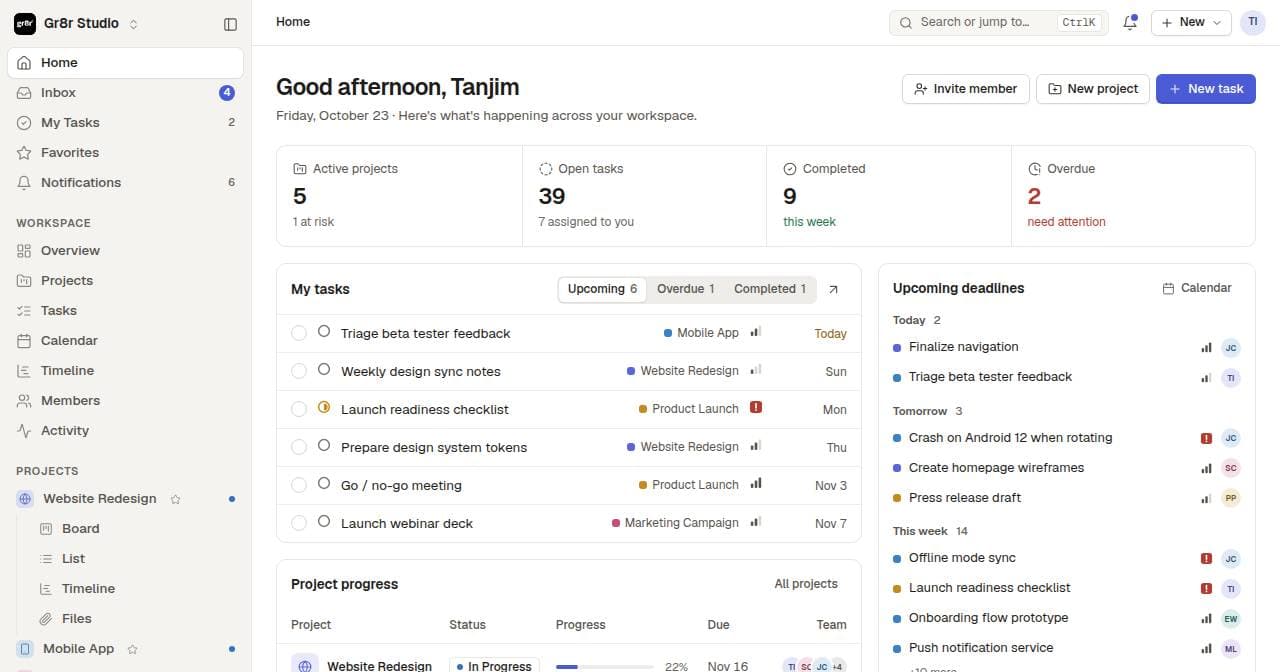 Screenshot of gr8r-taskmanagement.vercel.app