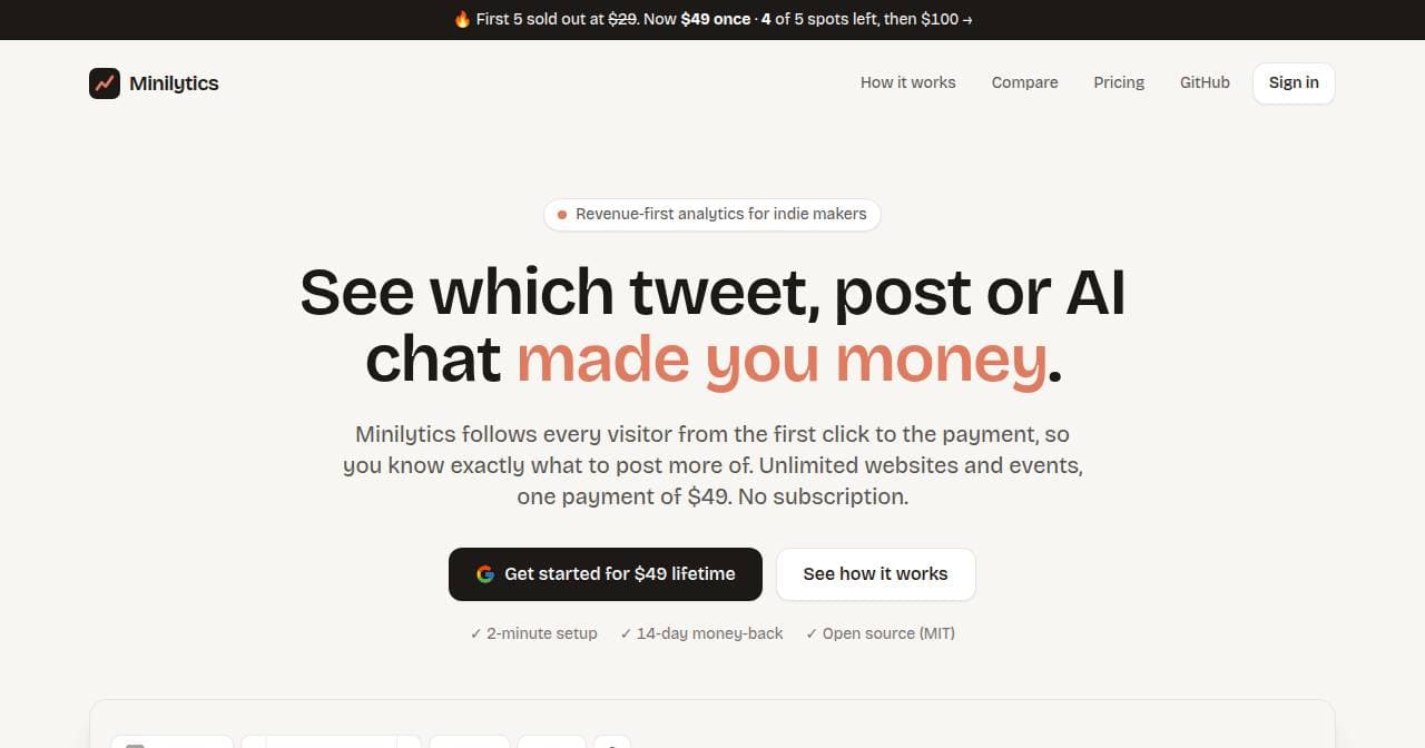 Screenshot of minilytics.app
