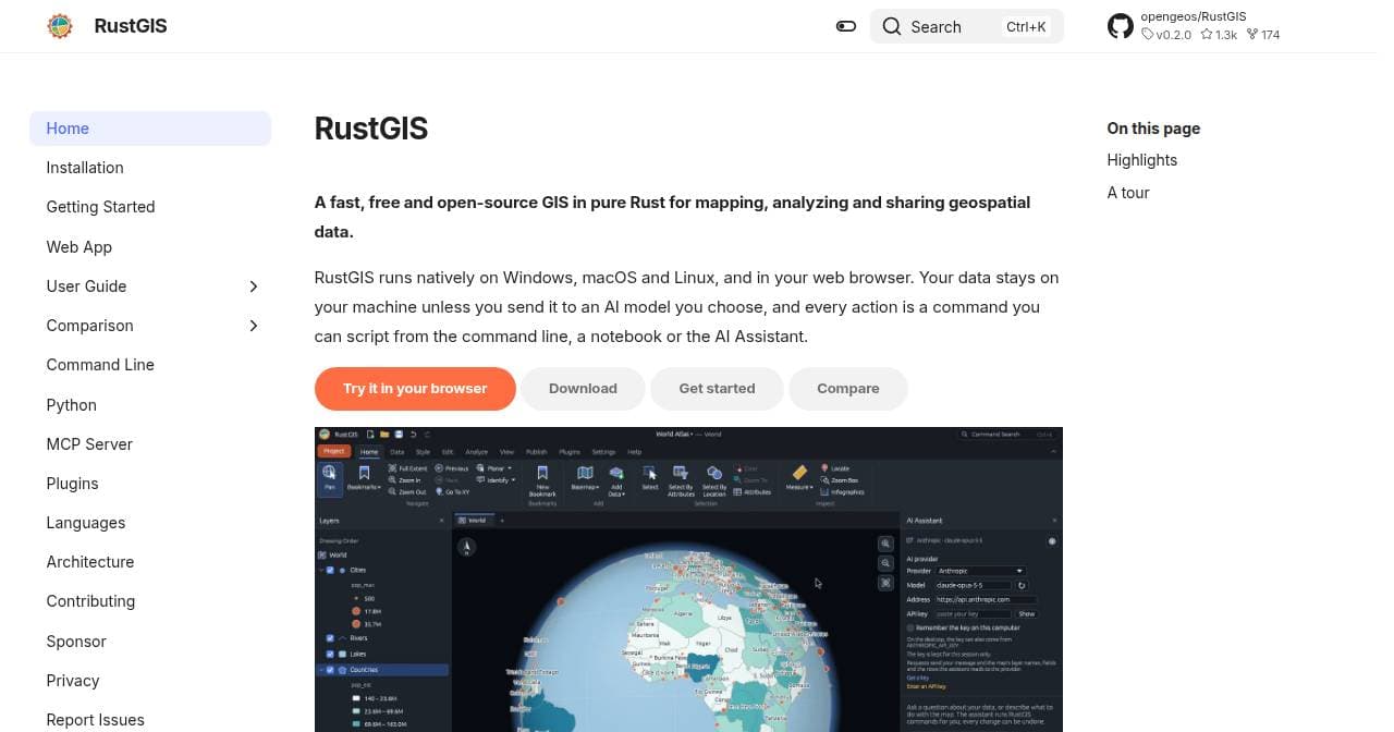 Screenshot of rustgis.app